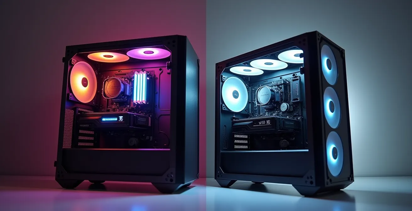 Comparaison visuelle entre une configuration RGB coûteuse et une configuration performance pure