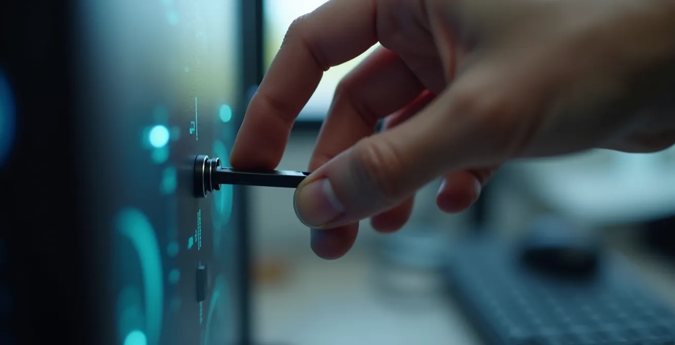 Configuration optimale d'un dongle USB sur bureau avec zones d'interférences illustrées