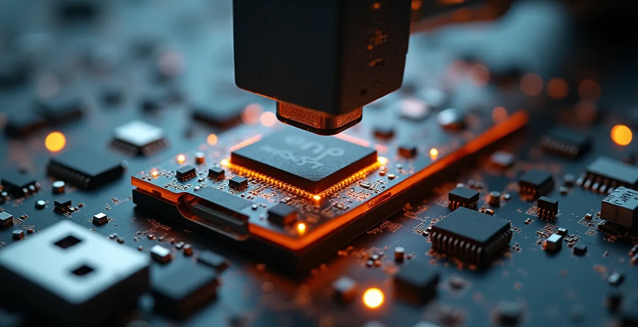 Destruction physique sécurisée d'une puce mémoire de clé USB