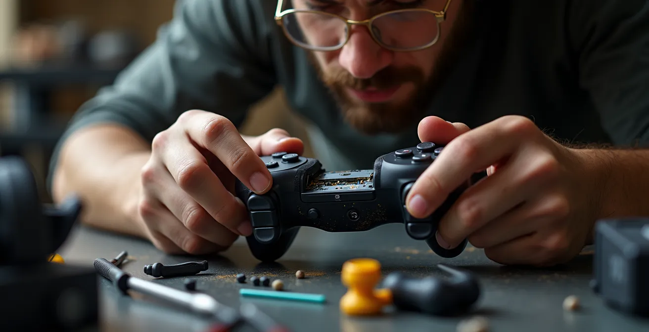 Diagnostic technique d'un joystick de manette avec mise en évidence des composants internes
