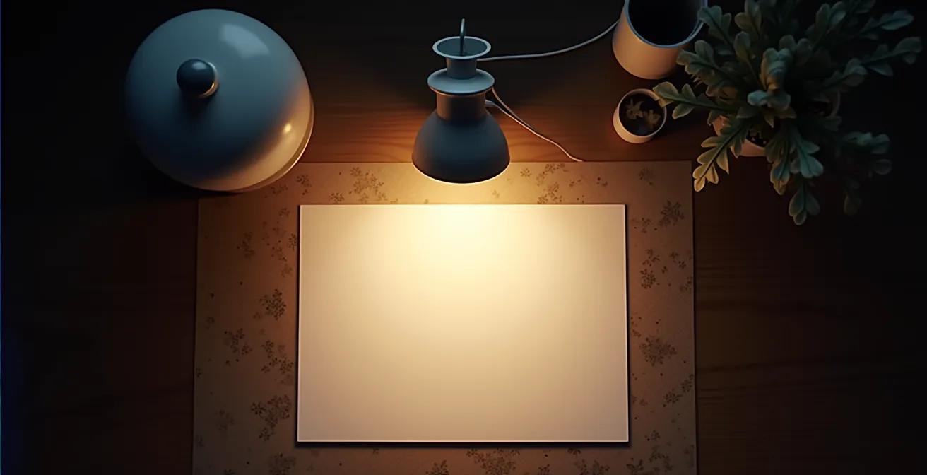 Configuration d'éclairage à trois points pour visioconférence avec lampe de bureau et réflecteurs