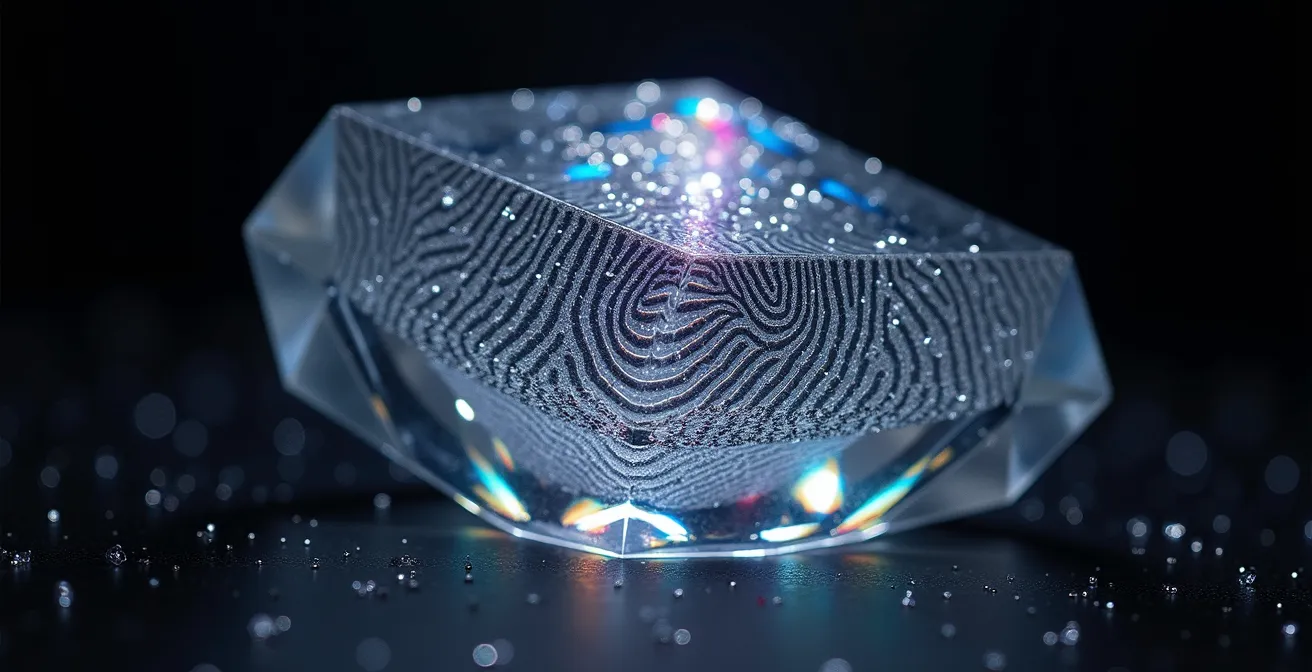 Représentation visuelle du processus de hachage cryptographique d'un diplôme