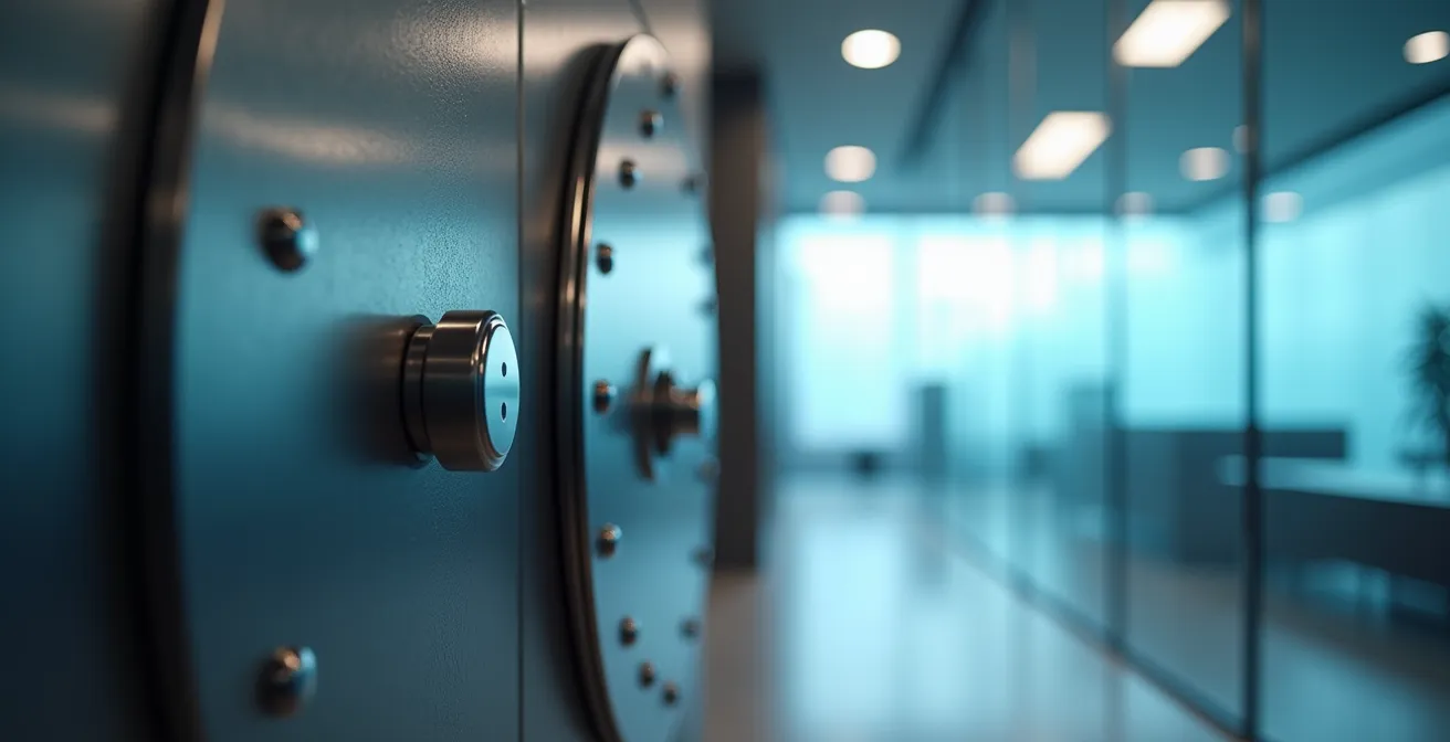 Représentation visuelle de la fragmentation d'une clé de récupération en plusieurs emplacements sécurisés