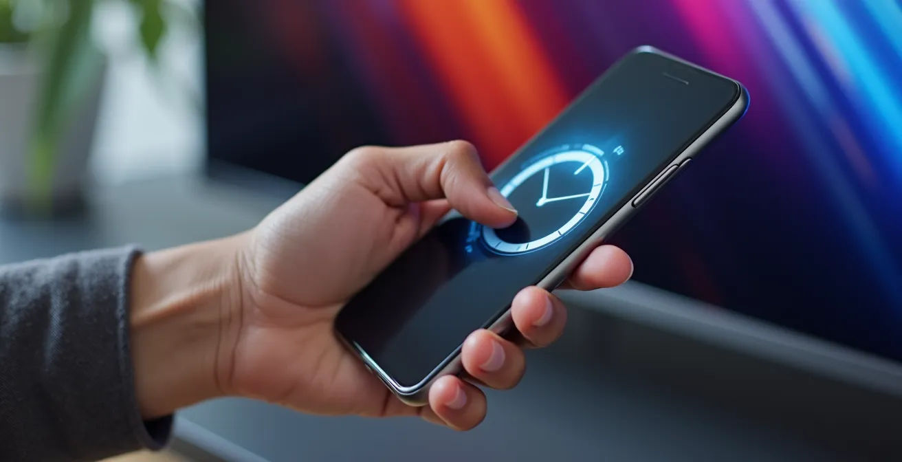 Test de latence d'écran avec chronomètre smartphone en mode ralenti