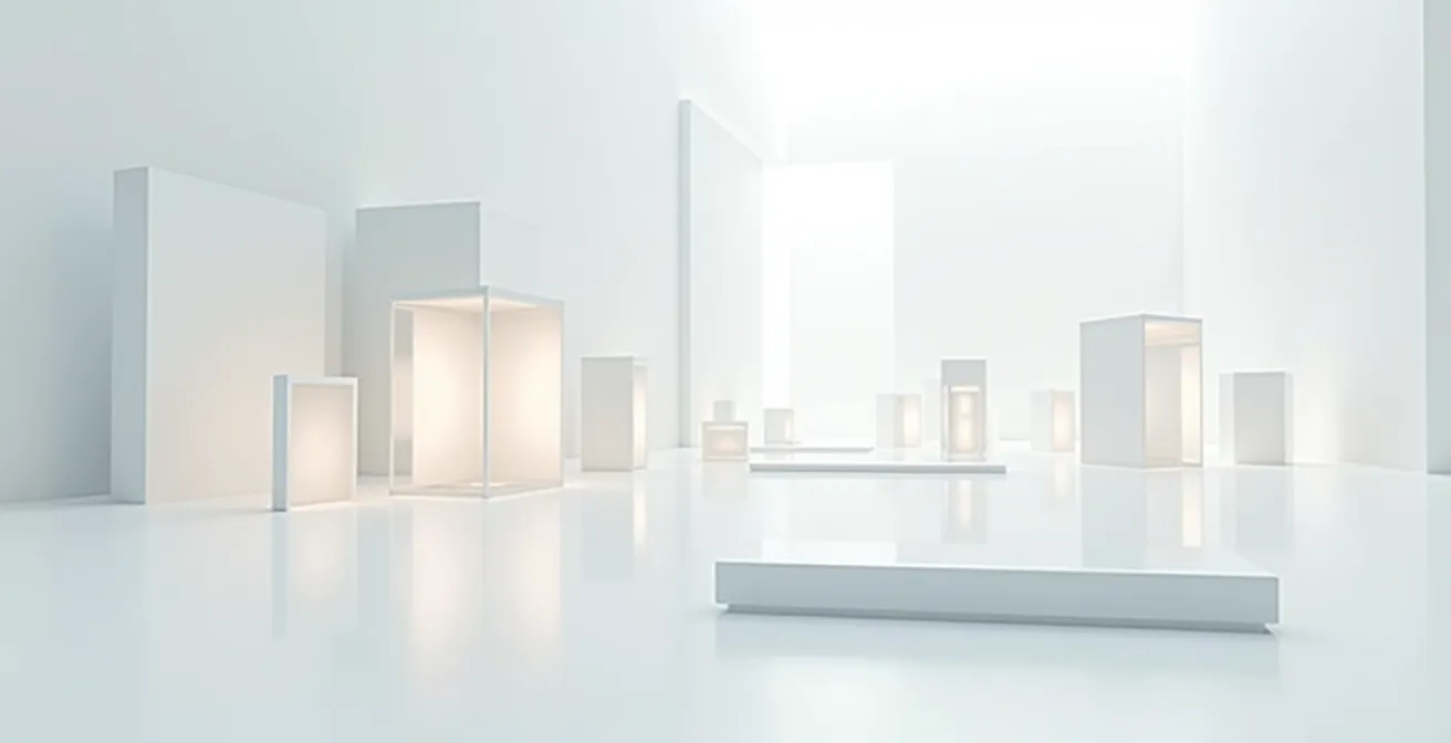 Représentation abstraite de blocs modulaires s'assemblant automatiquement dans l'espace